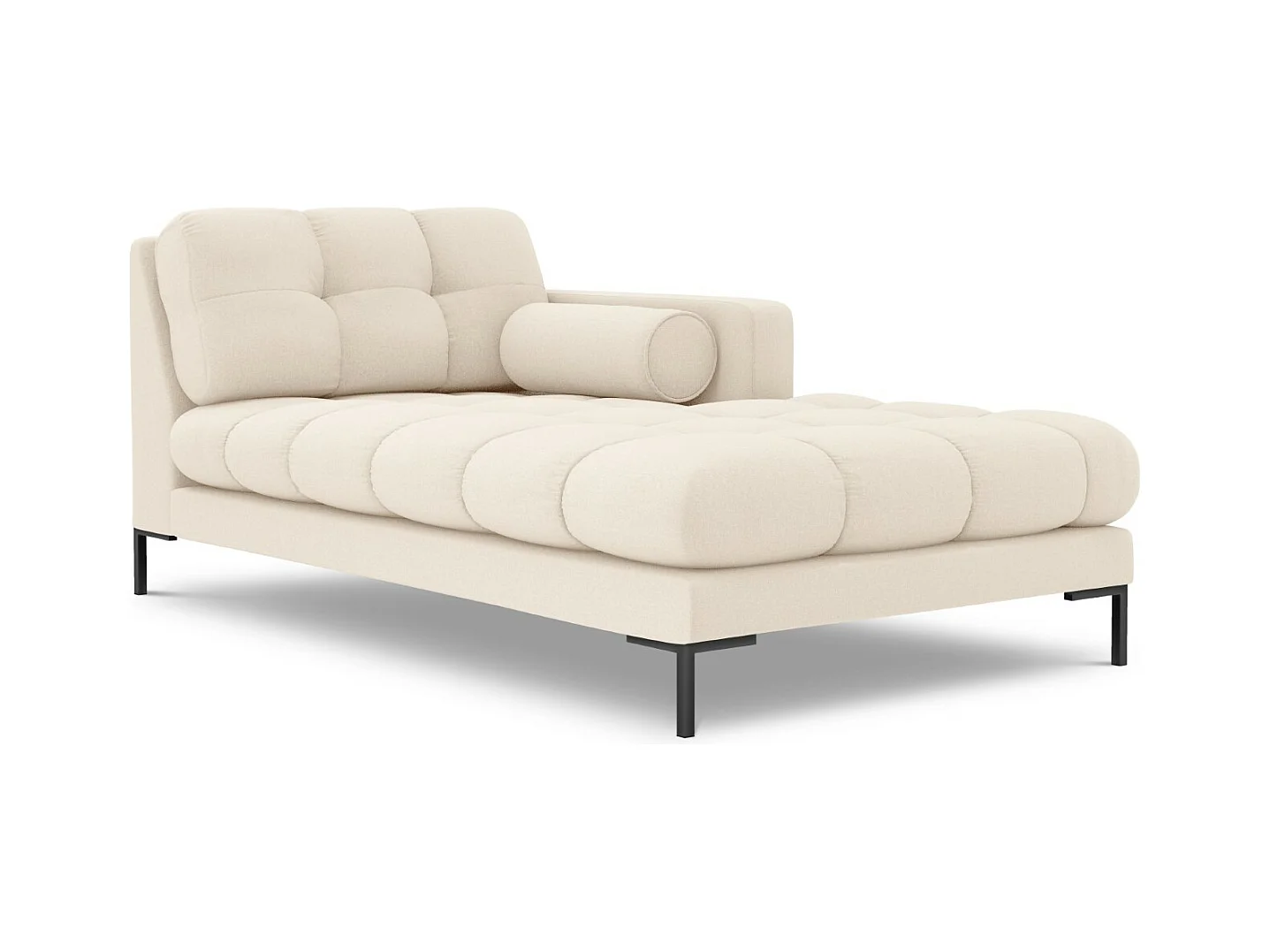 Cosmopolitan Design - Chaise longue de angulo derecho "Bali" de tejido estructural beige claro - 185x102x75cm