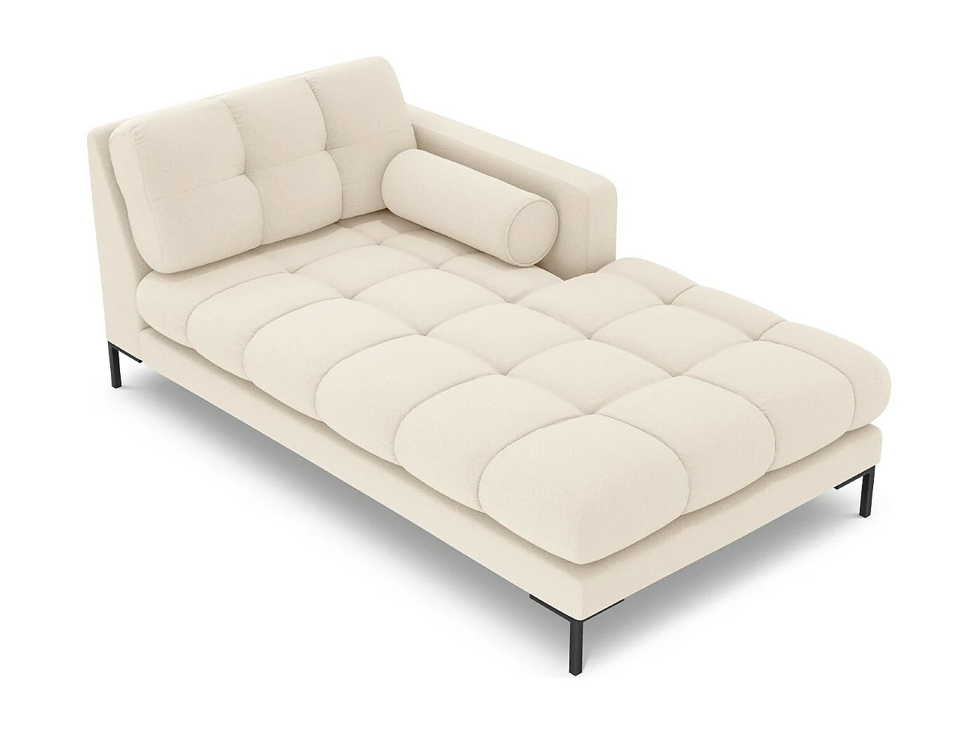 Cosmopolitan Design - Méridienne droite "Bali" en tissu structurel beige clair - 185x102x75cm