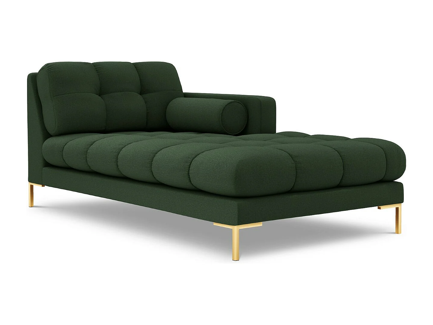 Cosmopolitan Design - Chaiselongue rechts "Bali" aus strukturiertem Stoff dunkelgrün - 185x102x75cm