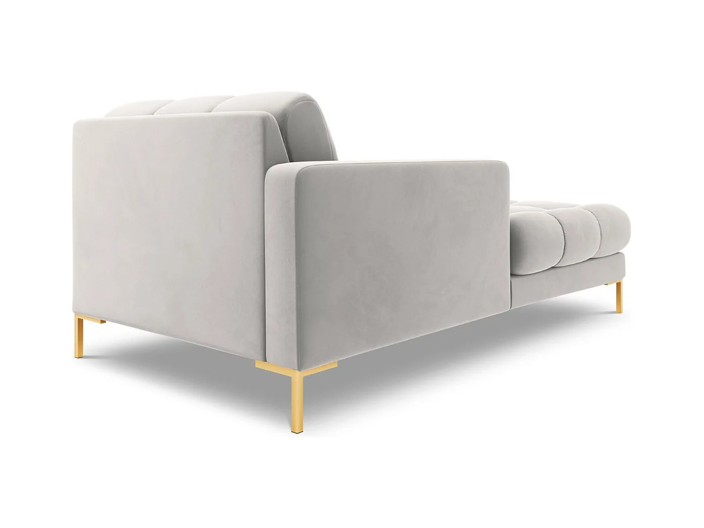 Cosmopolitan Design - Méridienne gauche "Bali" en velours argent - 185x102x75cm