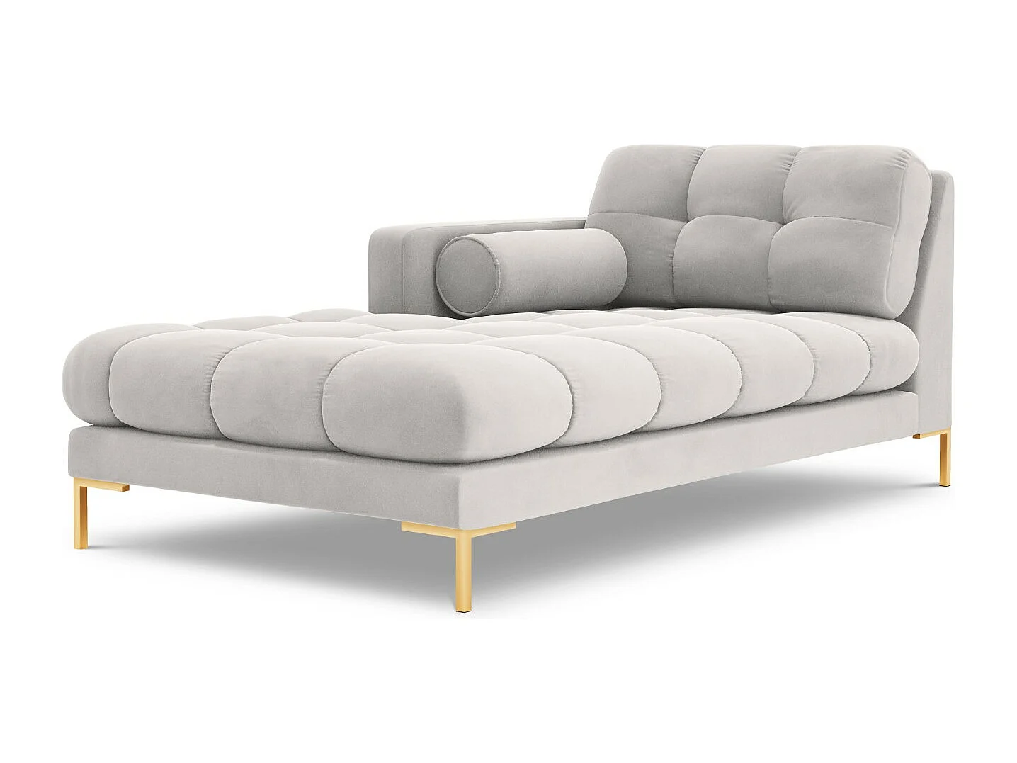 Cosmopolitan Design - Chaise longue esquerda "Bali" em veludo prata - 185x102x75cm