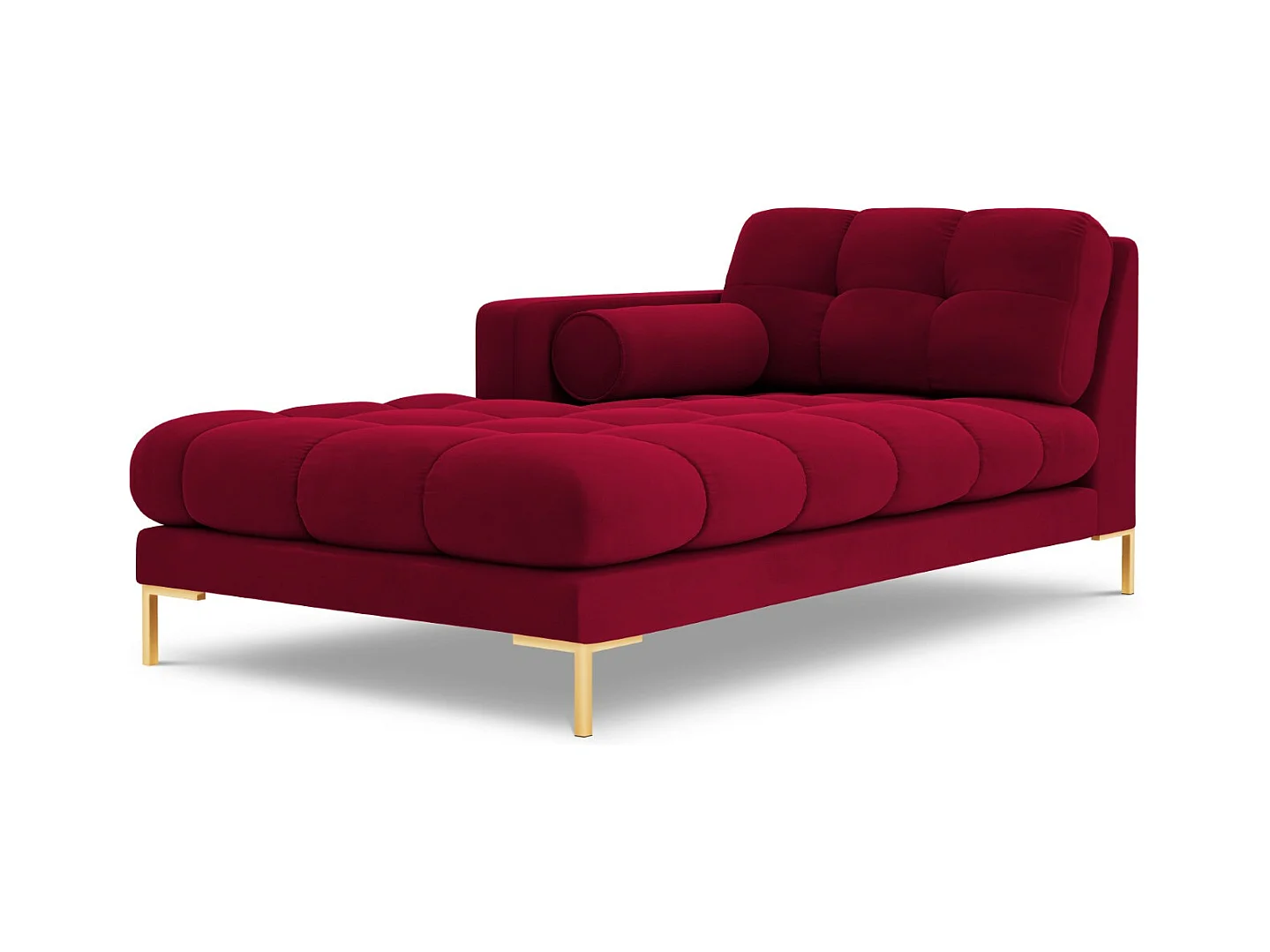 Cosmopolitan Design - Méridienne gauche "Bali" en velours rouge - 185x102x75cm