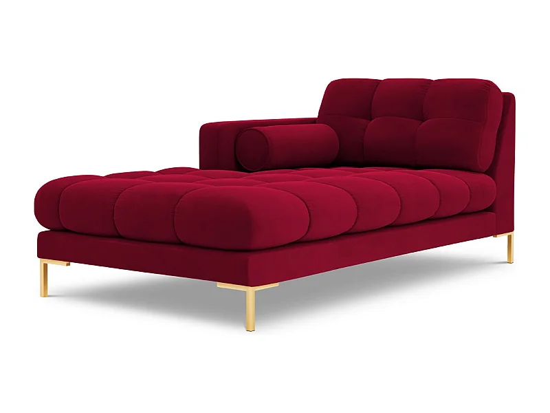 Cosmopolitan Design - Méridienne gauche "Bali" en velours rouge - 185x102x75cm