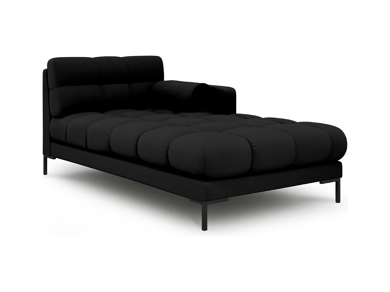 Cosmopolitan Design - Méridienne droite "Bali" en tissu structurel noir - 185x102x75cm