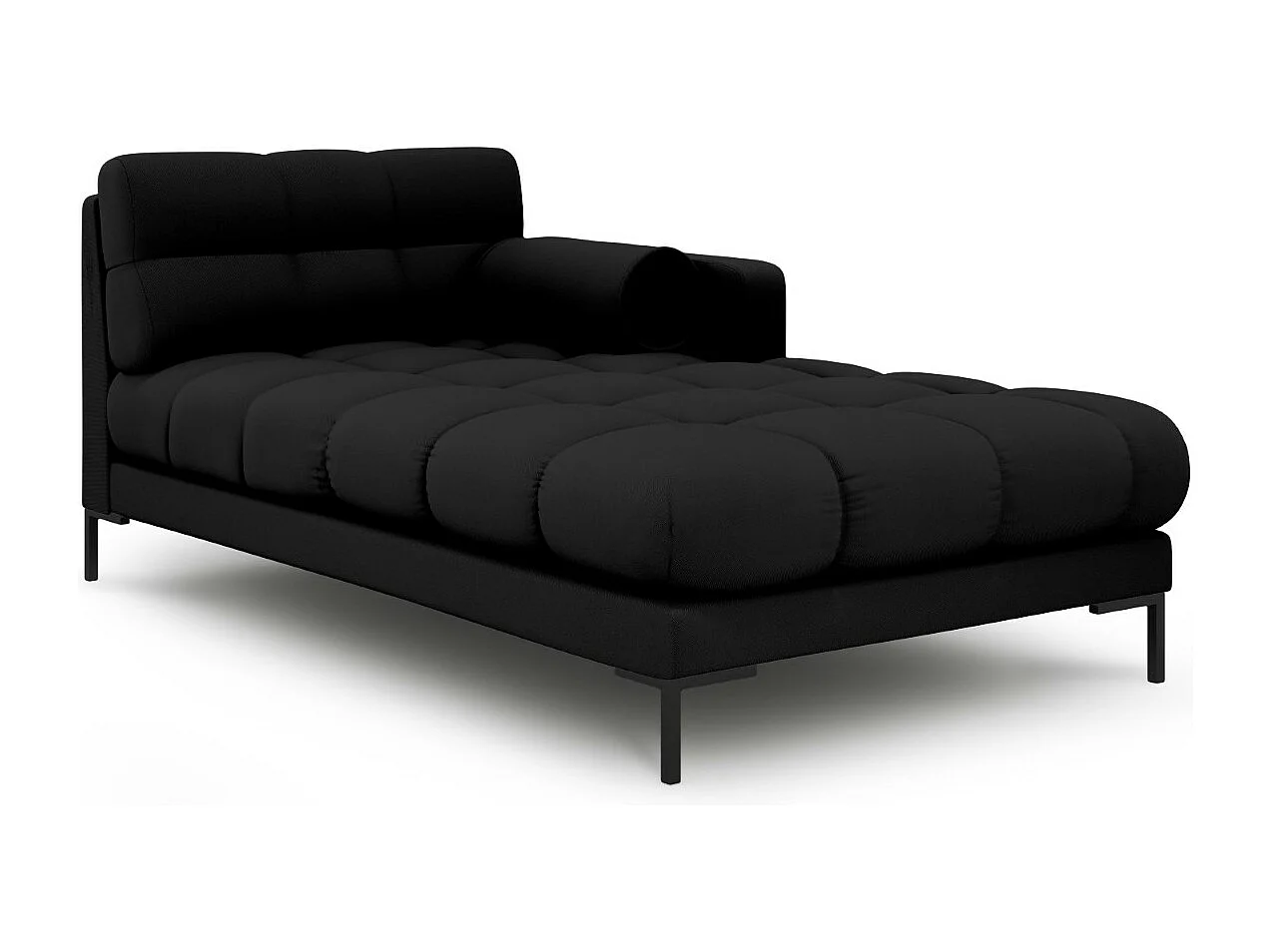 Cosmopolitan Design - Méridienne droite "Bali" en tissu structurel noir - 185x102x75cm