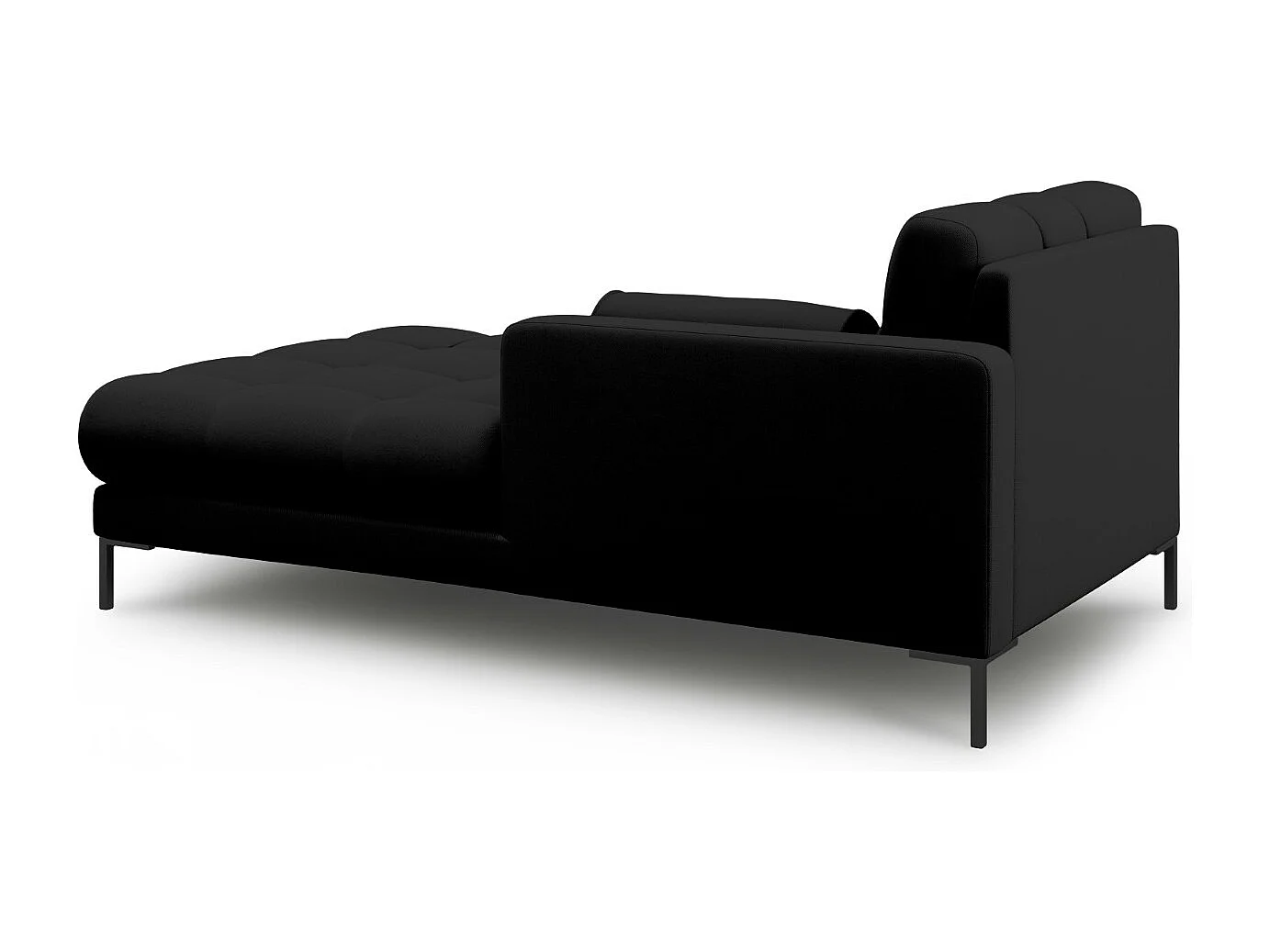 Cosmopolitan Design - Méridienne droite "Bali" en tissu structurel noir - 185x102x75cm