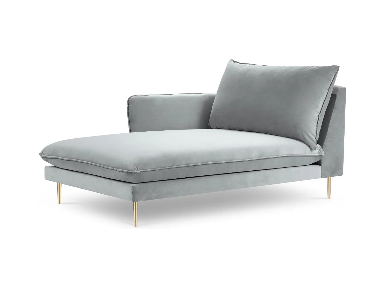 Cosmopolitan Design - Méridienne gauche "Vienna" en velours gris clair - 170x110x95cm