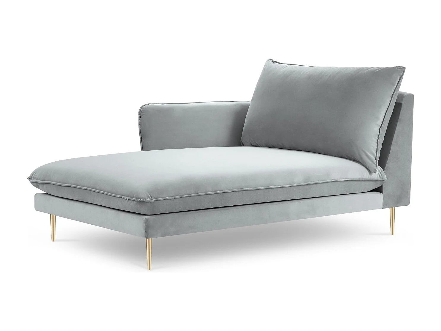 Cosmopolitan Design - Méridienne gauche "Vienna" en velours gris clair - 170x110x95cm