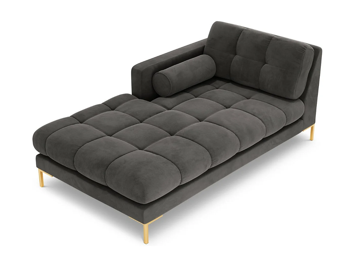 Cosmopolitan Design - Linker meridiaan "Bali" Flueel, Donkergrijs - 185x102x75cm