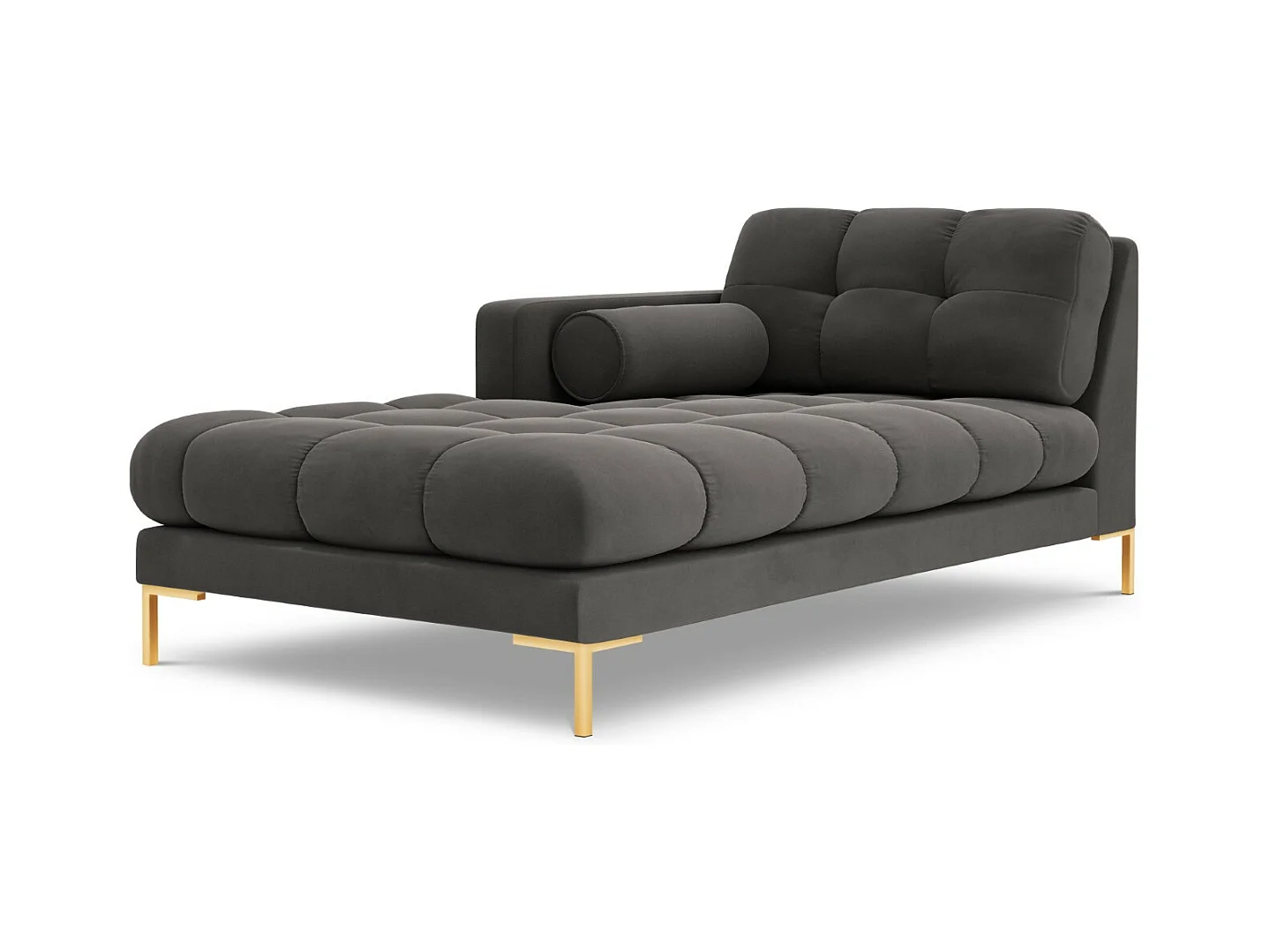 Cosmopolitan Design - Linker meridiaan "Bali" Flueel, Donkergrijs - 185x102x75cm