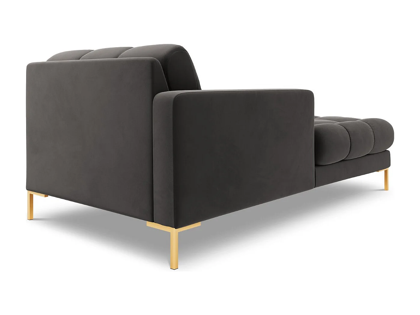 Cosmopolitan Design - Chaise longue esquerda "Bali" em veludo cinza escuro - 185x102x75cm