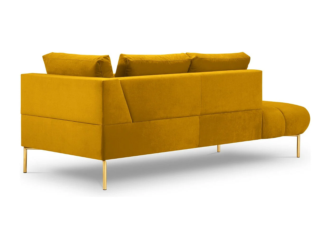 Cosmopolitan Design - Méridienne gauche "Hastings" 2 places en velours jaune - 216x102x75cm