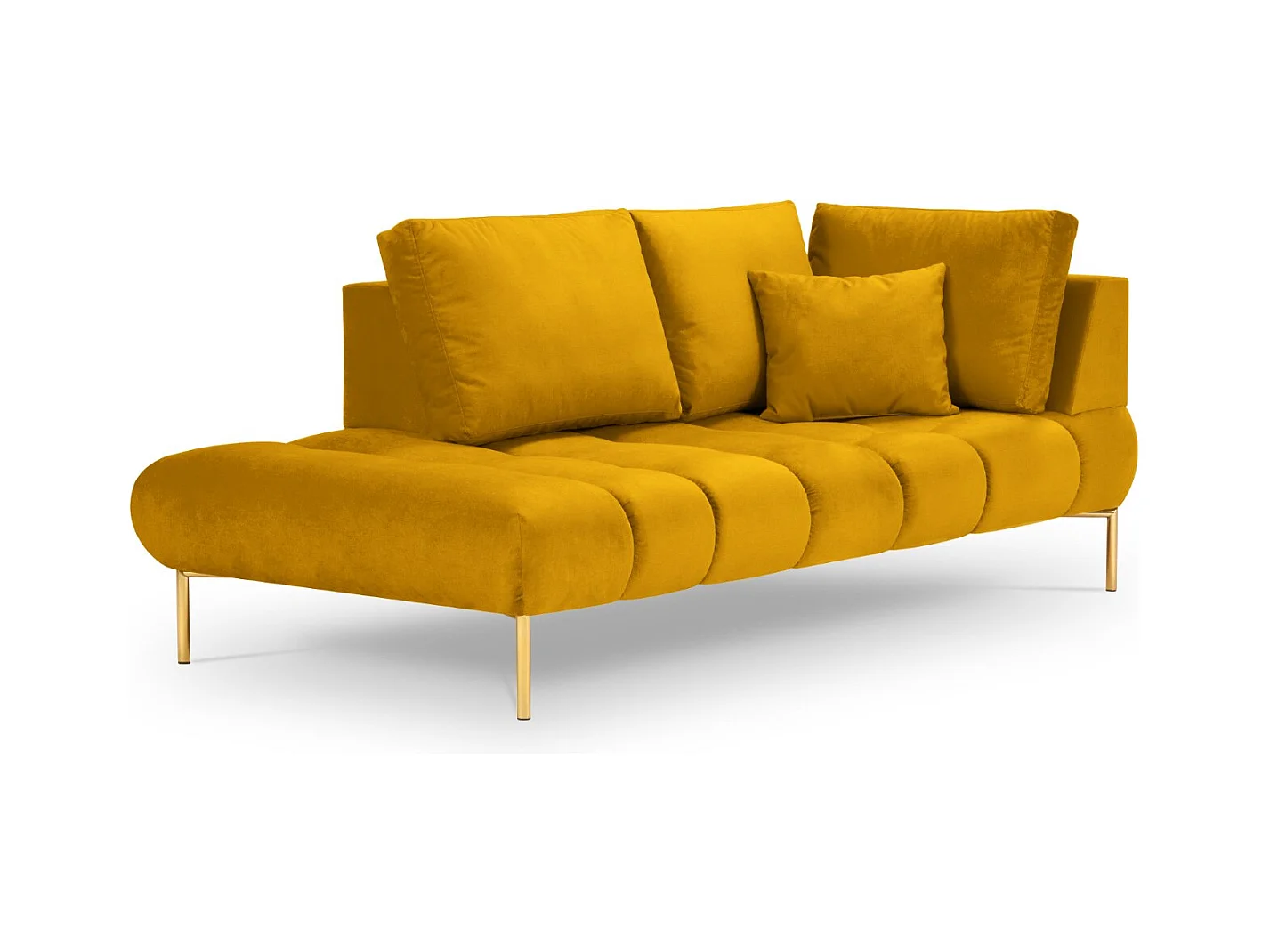 Cosmopolitan Design - Méridienne gauche "Hastings" 2 places en velours jaune - 216x102x75cm