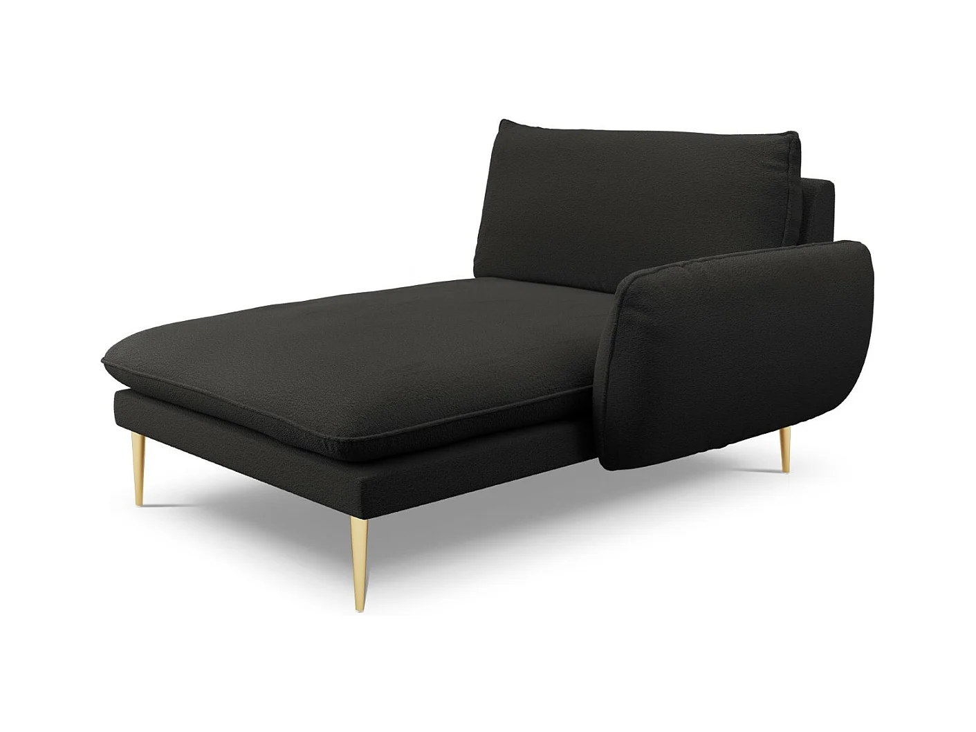 Cosmopolitan Design - Rechter chaise longue "Vienna" Boucle, Zwart - 170x110x95cm