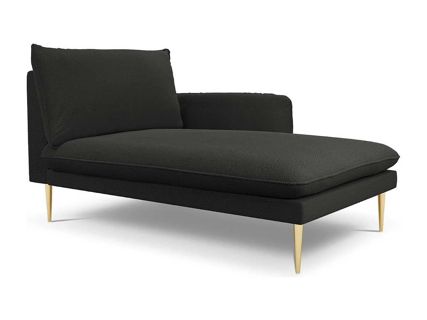Cosmopolitan Design - Chaise longue direita "Vienna" em tecido bouclé preto - 170x110x95cm