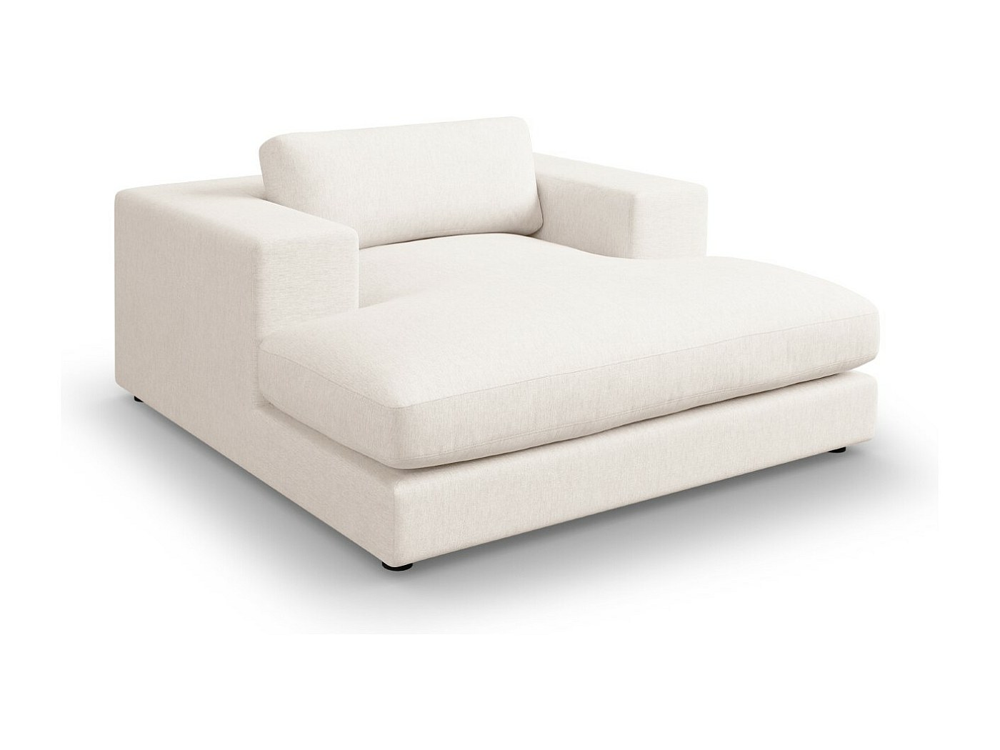 Méridienne "Tendance" en tissu structurel blanc - 156x140x72cm