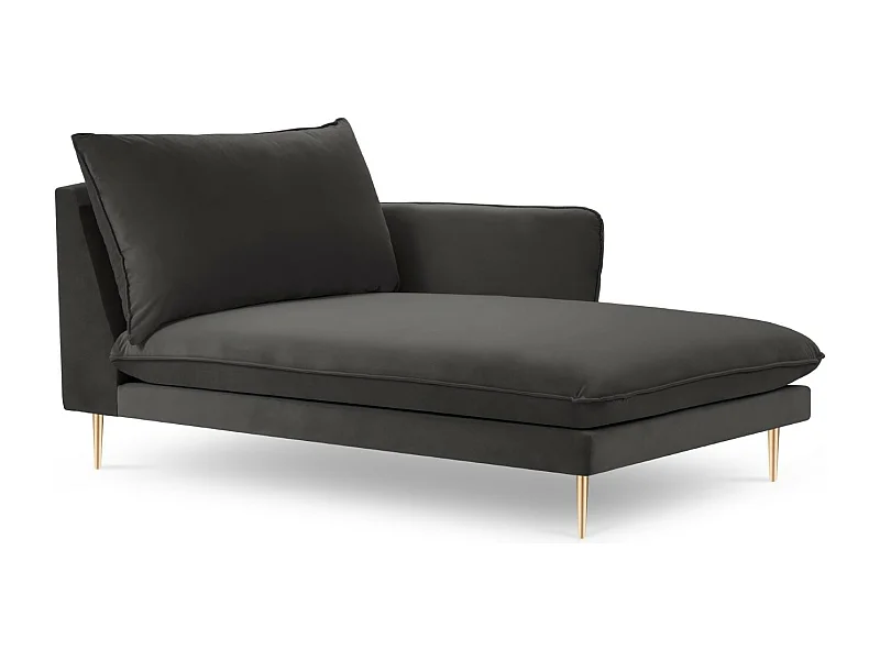Cosmopolitan Design - Chaise longue direita "Vienna" em veludo cinza escuro - 170x110x95cm