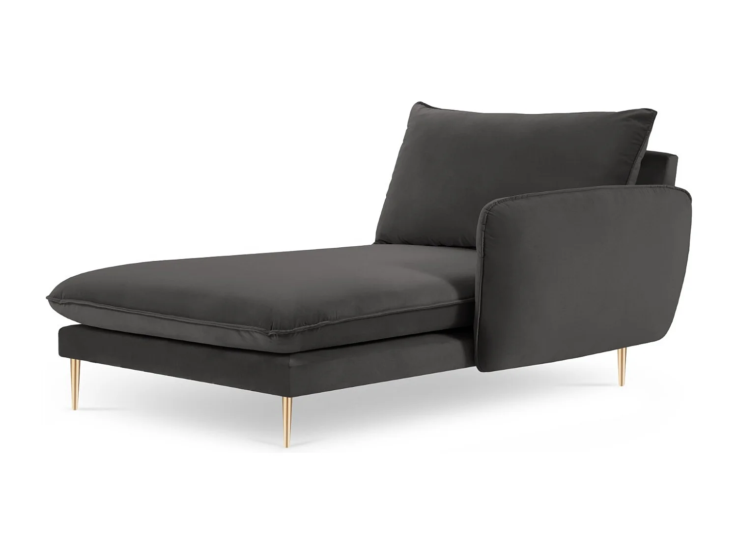 Cosmopolitan Design - Chaise longue direita "Vienna" em veludo cinza escuro - 170x110x95cm