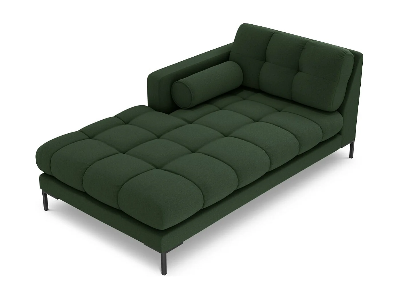 Cosmopolitan Design - Méridienne gauche "Bali" en tissu structurel vert foncé - 185x102x75cm