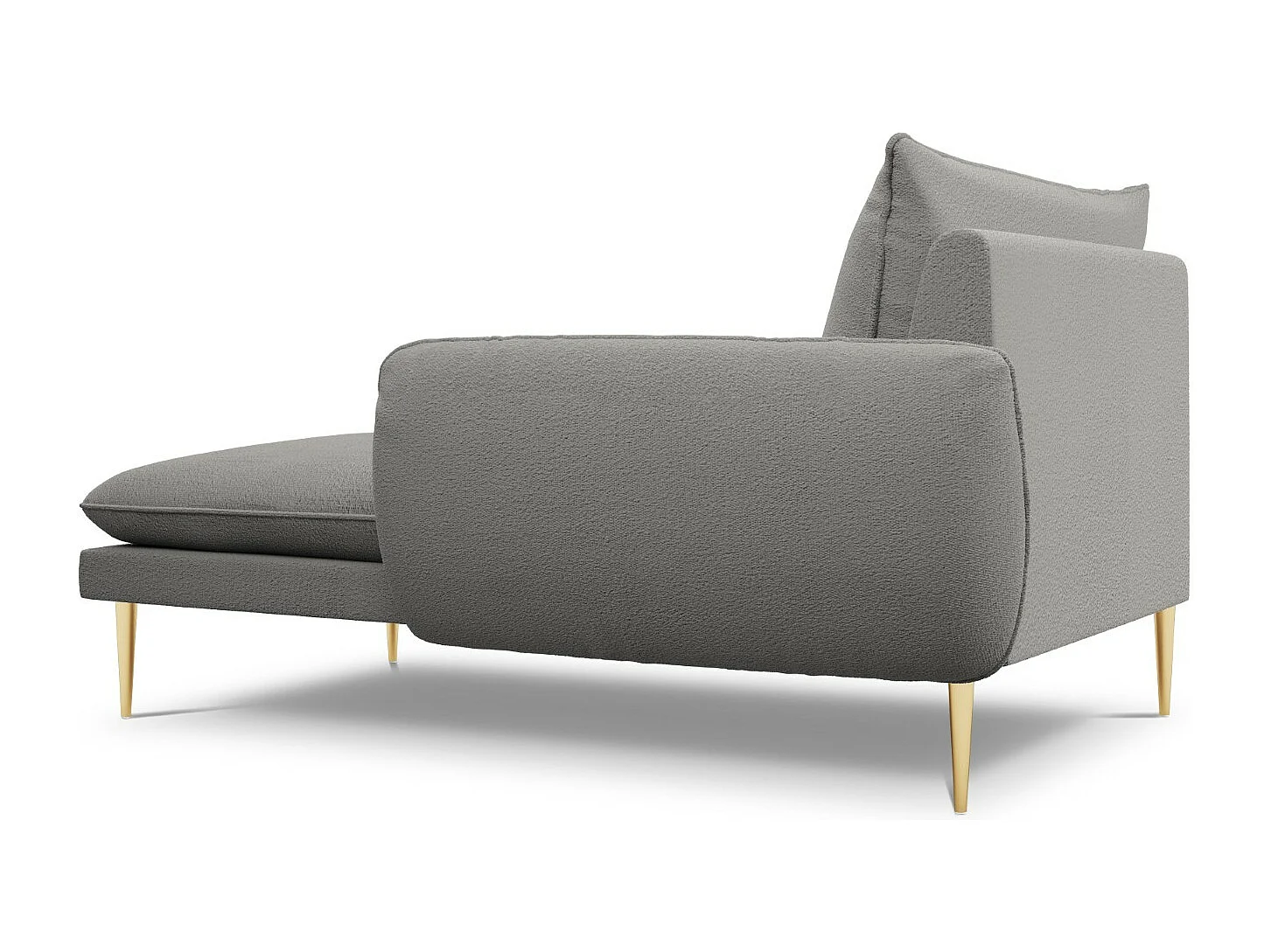 Cosmopolitan Design - Chaise longue direita "Vienna" em tecido bouclé cinza - 170x110x95cm
