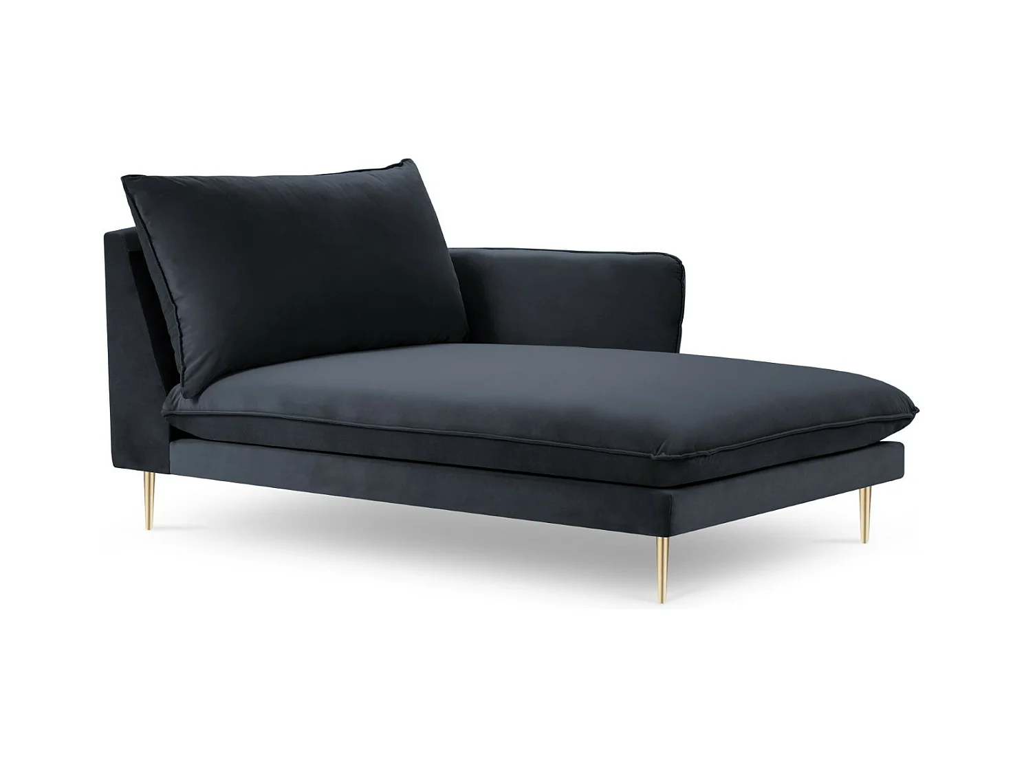 Cosmopolitan Design - Rechter chaise longue "Vienna" Flueel, Donkerblauw - 170x110x95cm