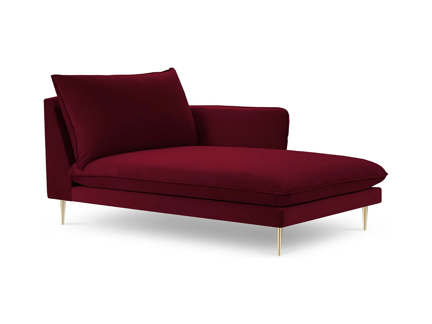Cosmopolitan Design - Méridienne droite "Vienna" en velours rouge - 170x110x95cm