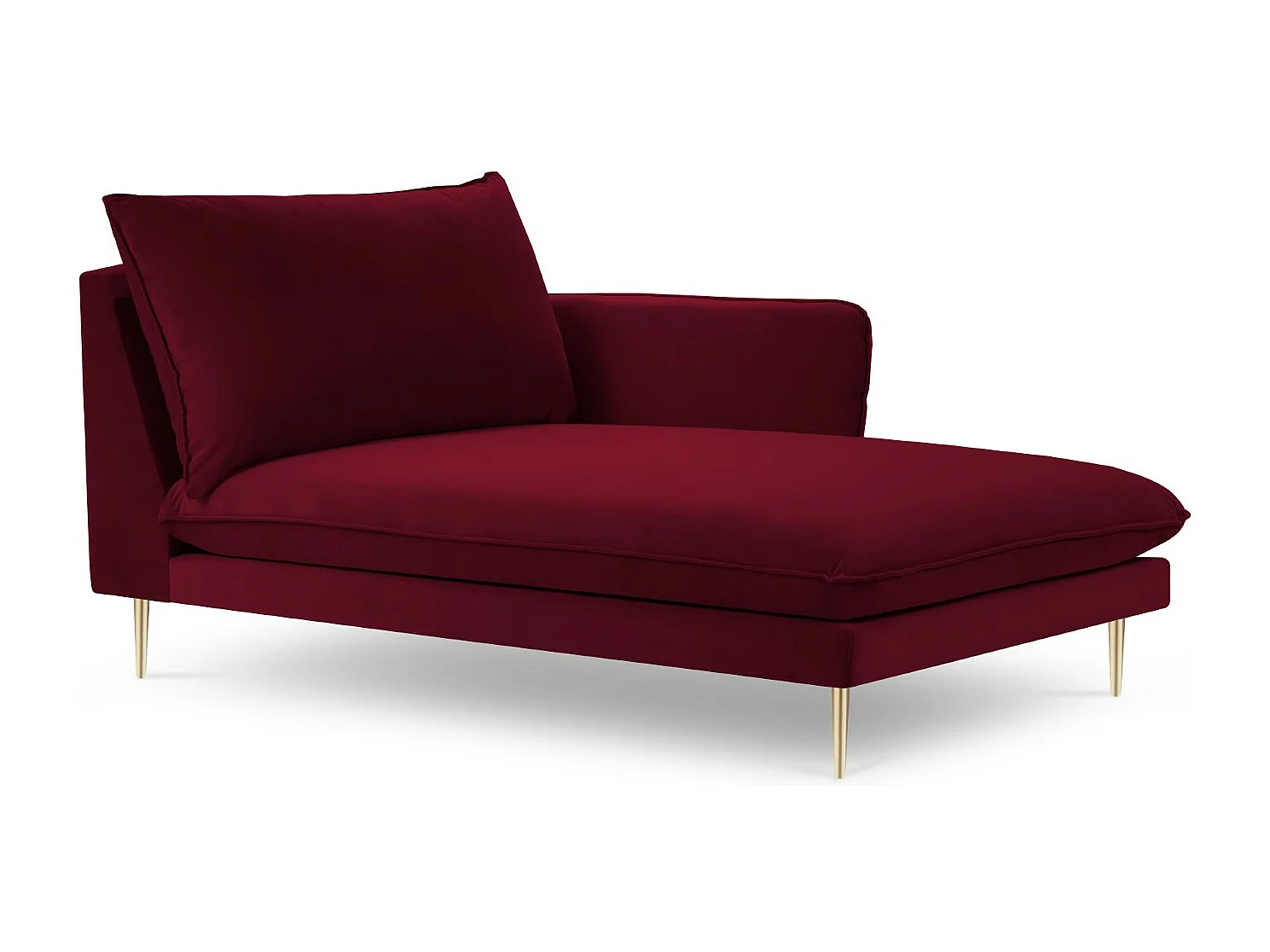 Cosmopolitan Design - Méridienne droite "Vienna" en velours rouge - 170x110x95cm