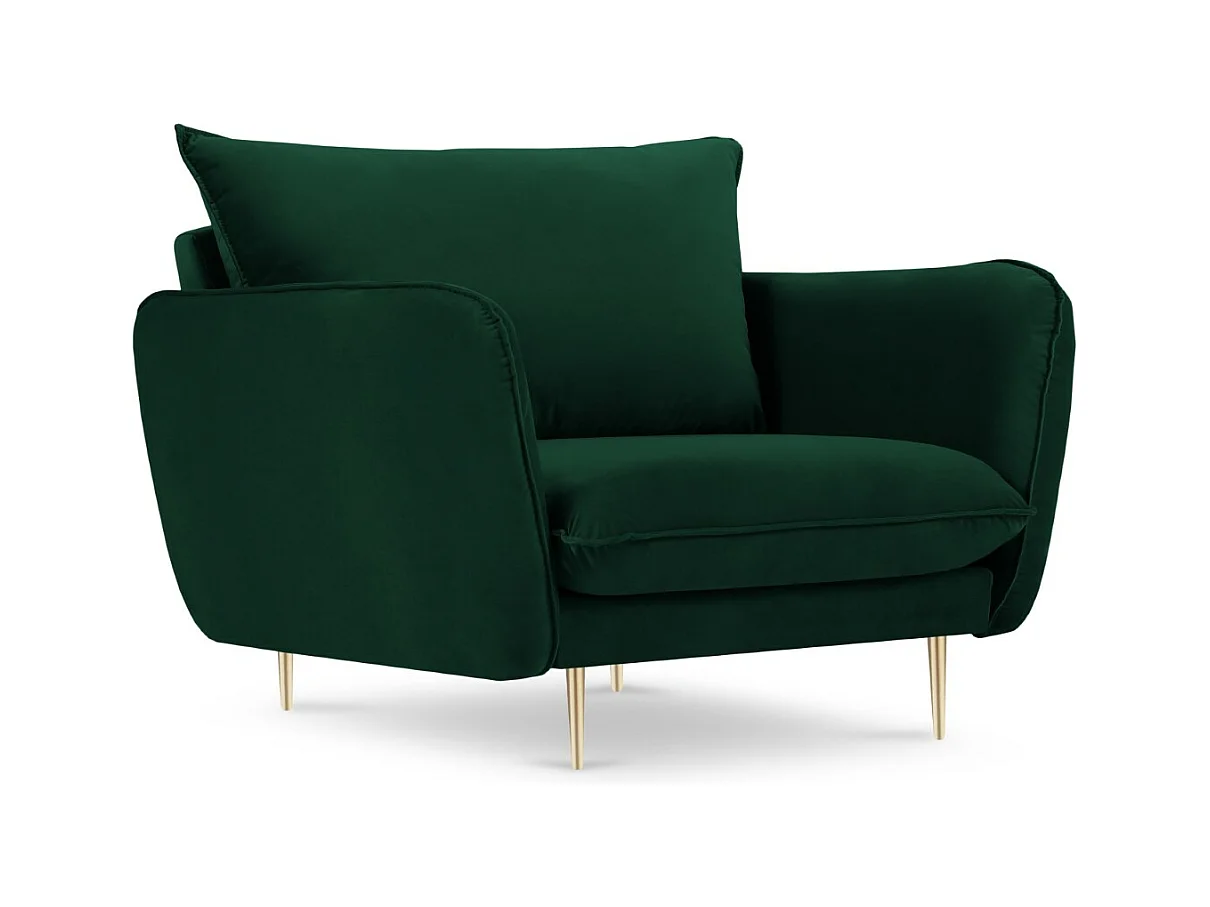 Cosmopolitan Design - Fauteuil "Vienna" Flueel, Flessengroen - 97x94x95cm