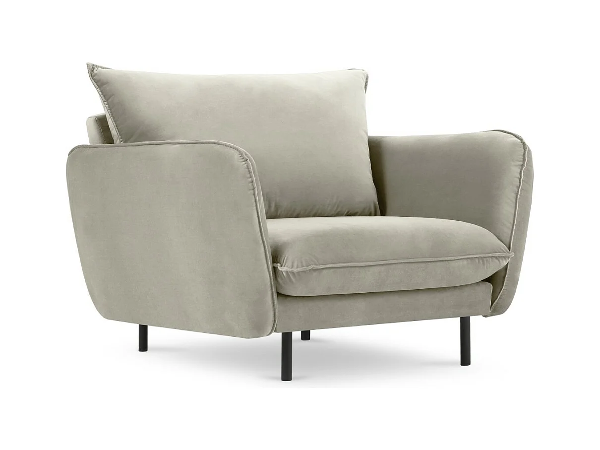 Cosmopolitan Design - Fauteuil "Vienna" Flueel, Beige - 97x94x95cm