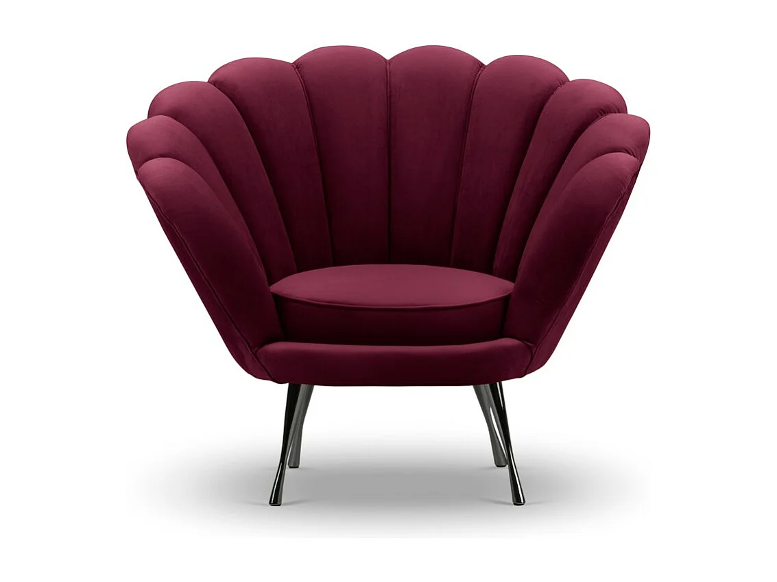 Cosmopolitan Design - Fauteuil "Kingston" en velours pourpre - 98x78x76cm