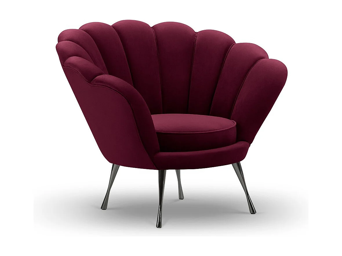 Cosmopolitan Design - Fauteuil "Kingston" en velours pourpre - 98x78x76cm