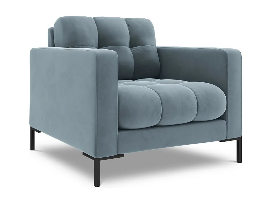 Cosmopolitan Design - Fauteuil "Bali" en velours bleu clair - 87x92x75cm