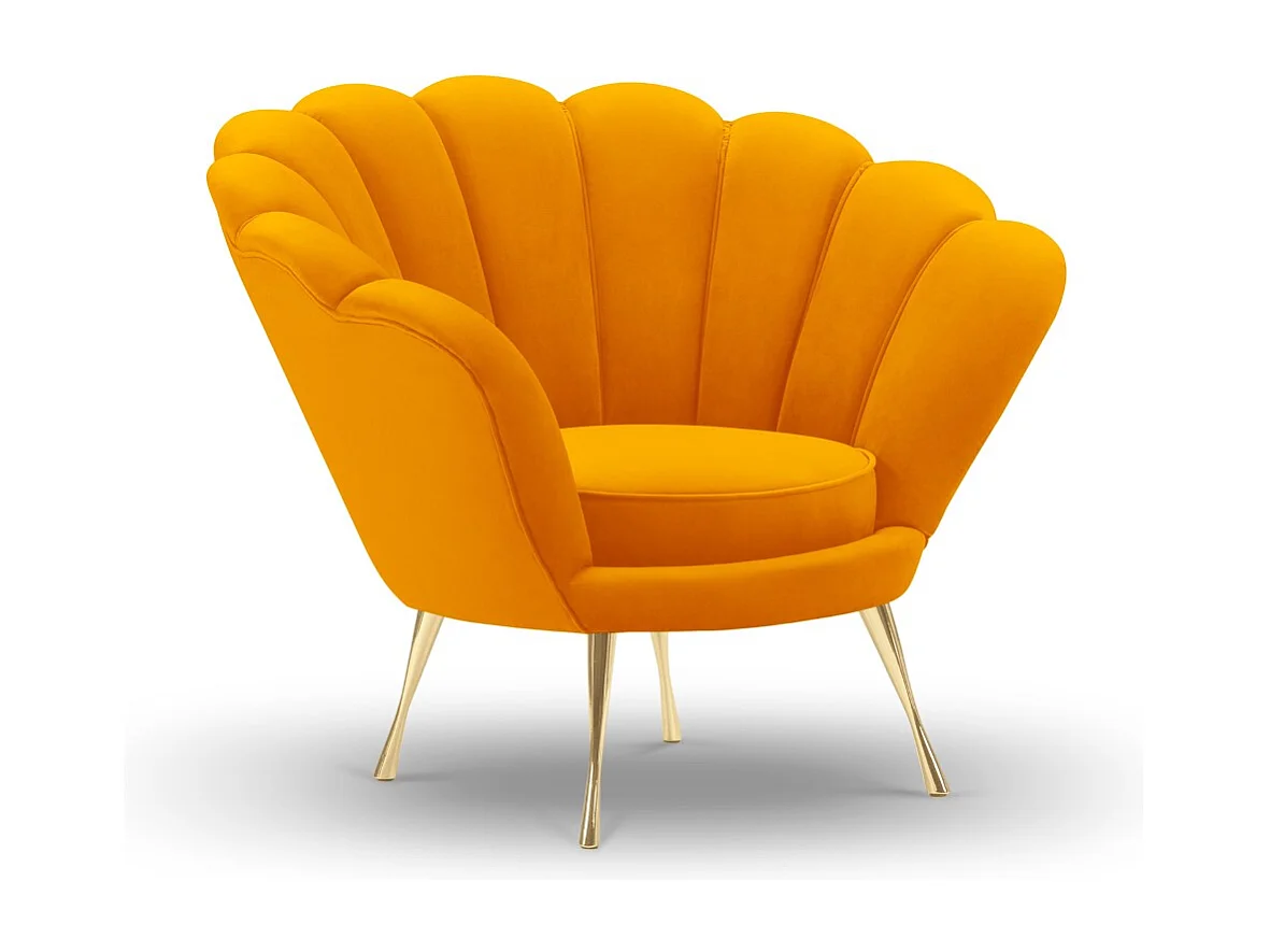 Cosmopolitan Design - Fauteuil "Kingston" en velours orange - 98x78x76cm