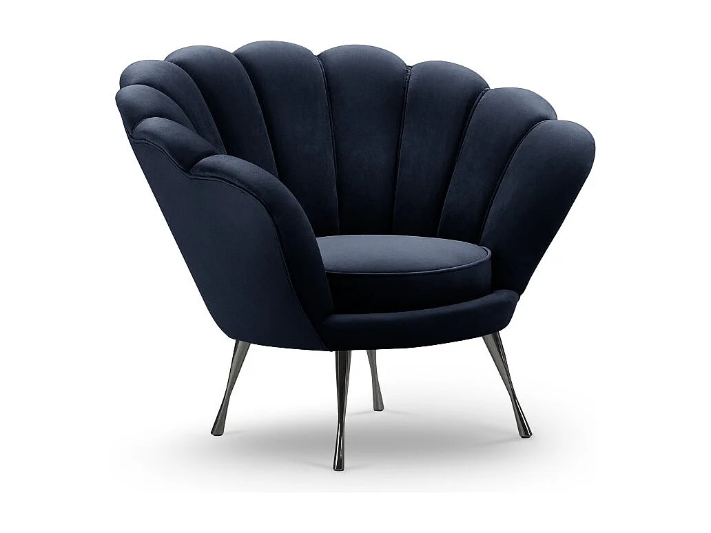 Cosmopolitan Design - Fauteuil "Kingston" en velours bleu foncé - 98x78x76cm