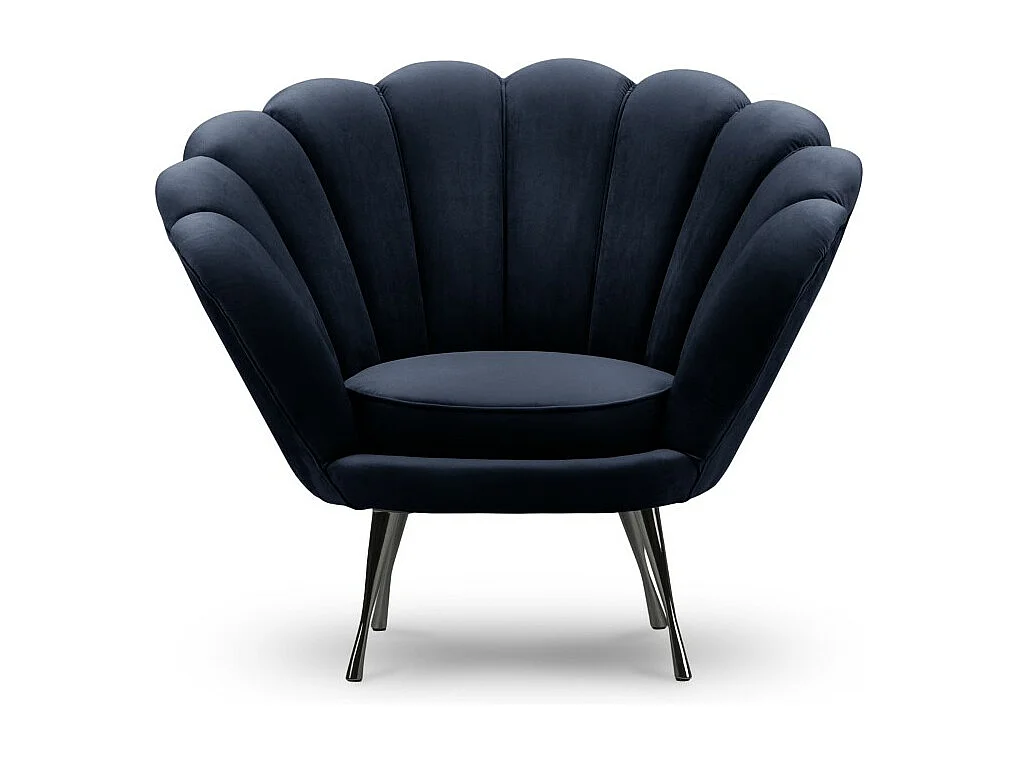 Cosmopolitan Design - Fauteuil "Kingston" en velours bleu foncé - 98x78x76cm
