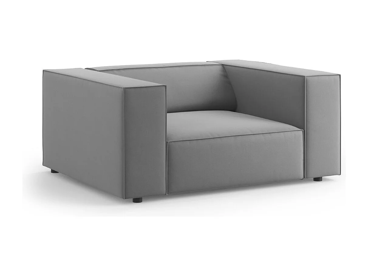 Cosmopolitan Design - Sessel "Arendal" aus Samt hellgrau - 124x102x70cm