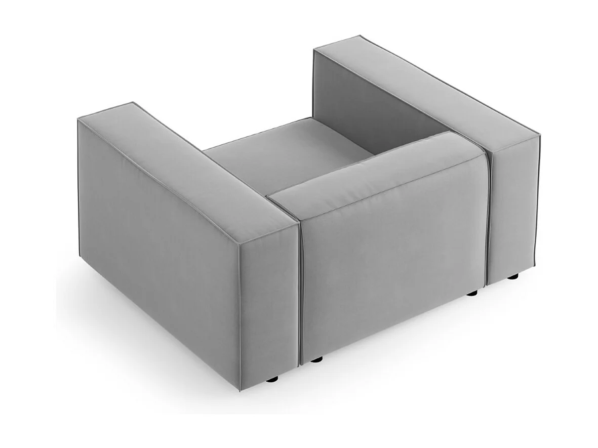 Cosmopolitan Design - Sessel "Arendal" aus Samt hellgrau - 124x102x70cm