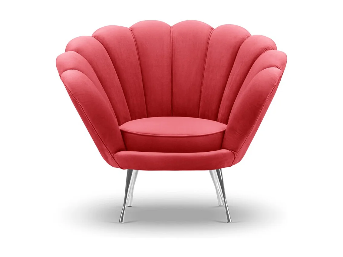 Cosmopolitan Design - Fauteuil "Kingston" Flueel, Rood - 98x78x76cm