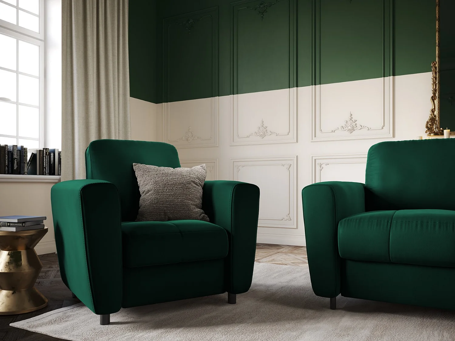 CXL by Christian Lacroix - Fauteuil "Audra" en velours vert bouteille - 87x82x83cm