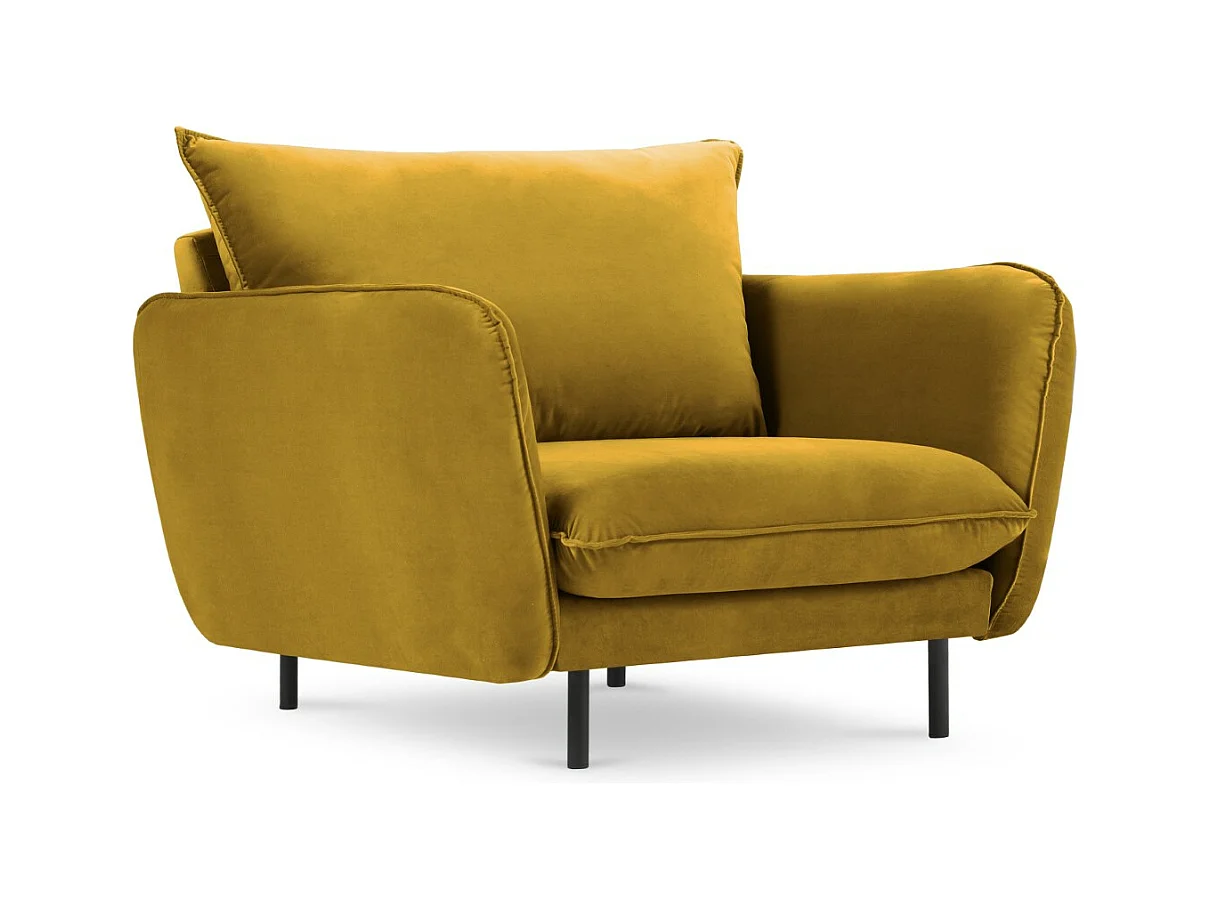 Cosmopolitan Design - Poltrona "Vienna" in velluto giallo - 97x94x95cm
