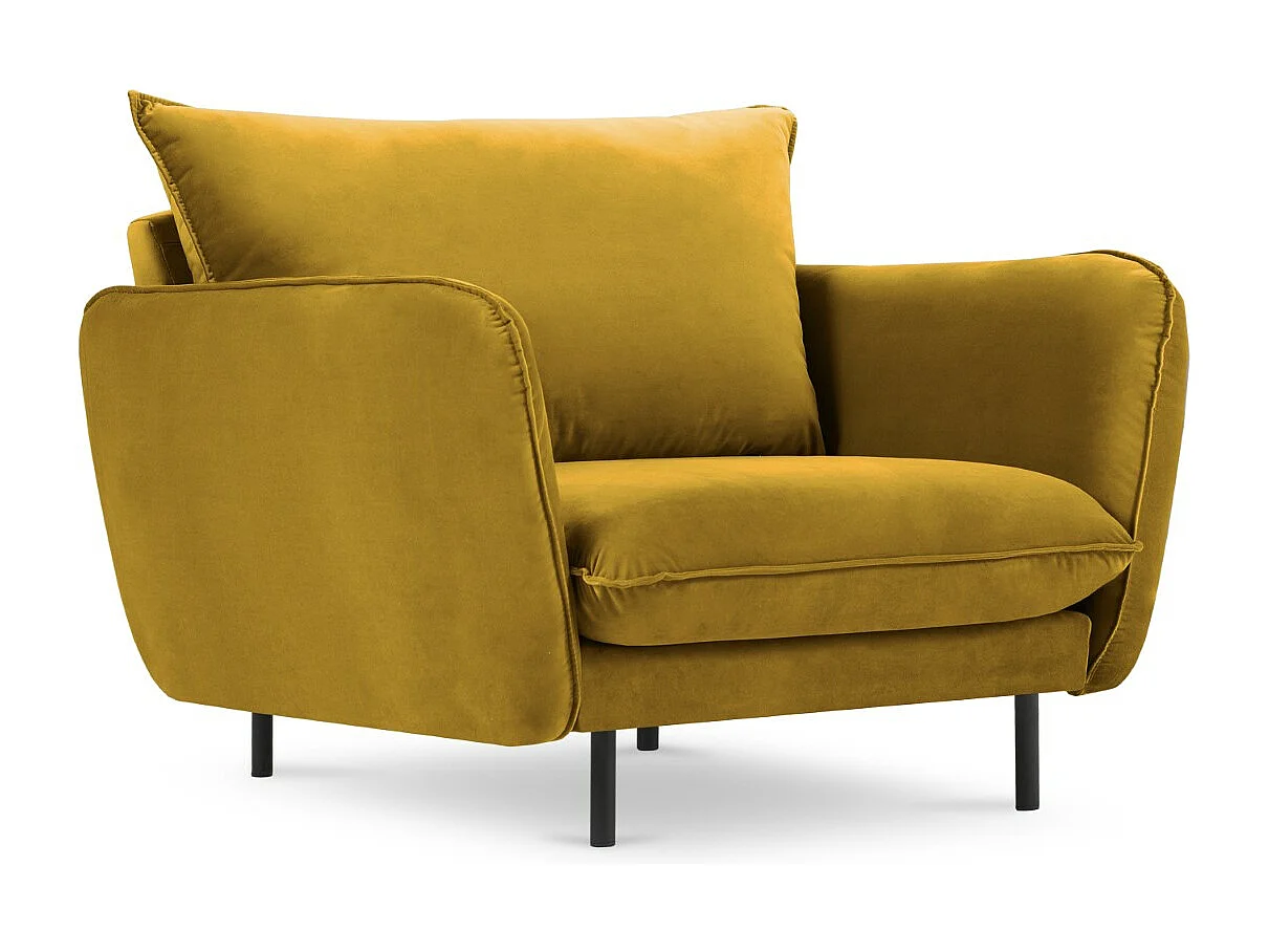 Cosmopolitan Design - Fotel, "Vienna" welur, żółty - 97x94x95cm