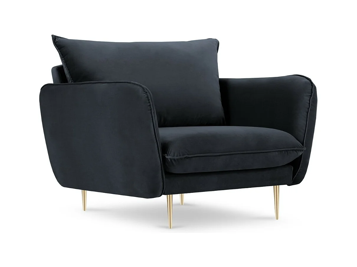 Cosmopolitan Design - Fauteuil "Vienna" Flueel, Donkerblauw - 97x94x95cm