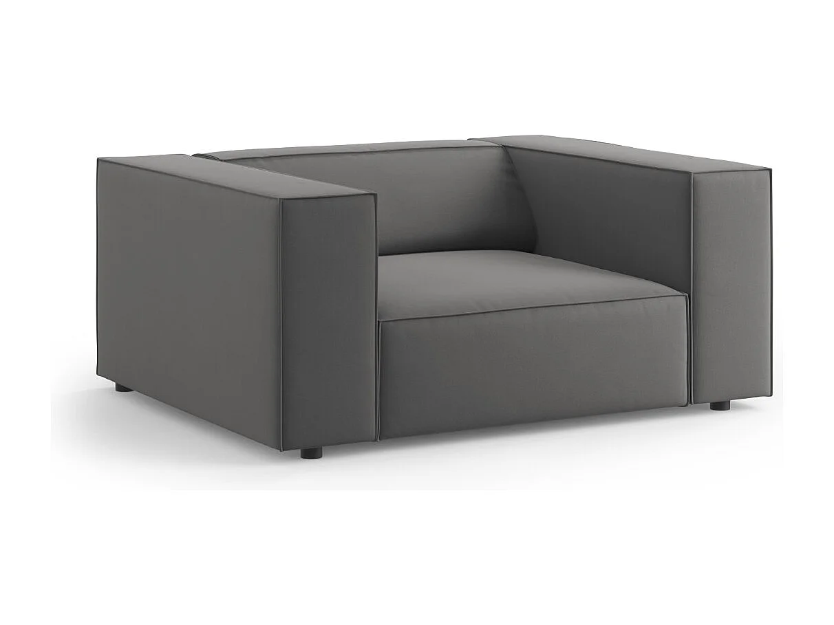 Cosmopolitan Design - Fauteuil "Arendal" Flueel, Cement - 124x102x70cm