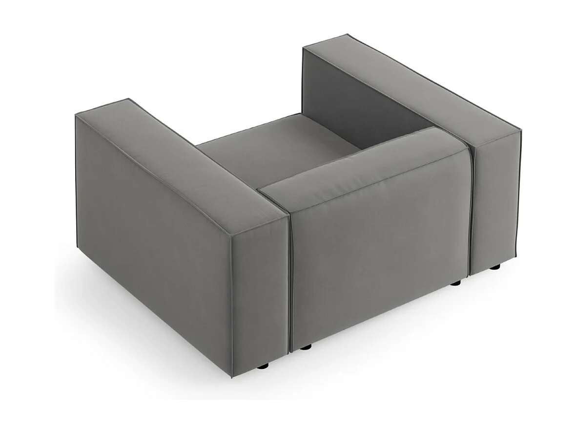 Cosmopolitan Design - Fauteuil "Arendal" Flueel, Cement - 124x102x70cm