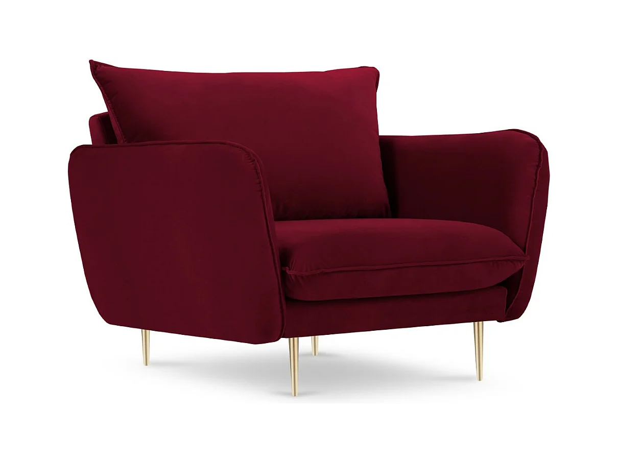 Cosmopolitan Design - Fauteuil "Vienna" en velours rouge - 97x94x95cm