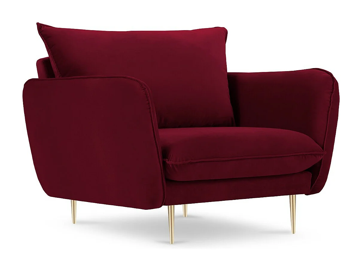 Cosmopolitan Design - Fauteuil "Vienna" en velours rouge - 97x94x95cm
