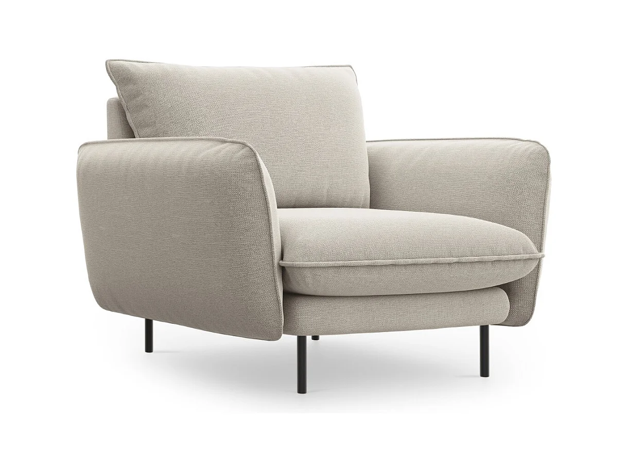 Cosmopolitan Design - Fauteuil "Vienna" Structurele stof, Lichtbeige - 97x94x95cm