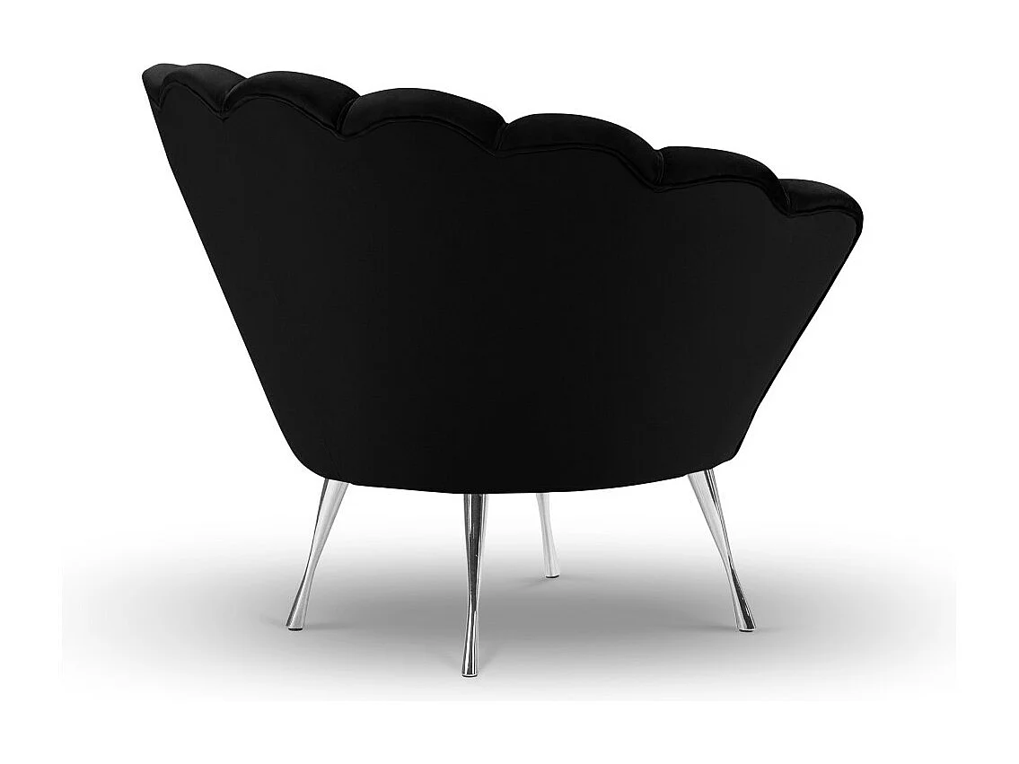 Cosmopolitan Design - Fauteuil "Kingston" Flueel, Zwart - 98x78x76cm