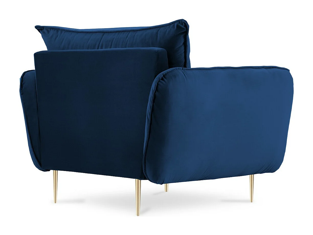 Cosmopolitan Design - Fauteuil "Vienna" Flueel, Koningsblauw - 97x94x95cm