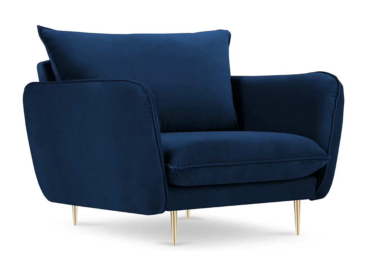 Cosmopolitan Design - Fauteuil "Vienna" en velours bleu roi - 97x94x95cm
